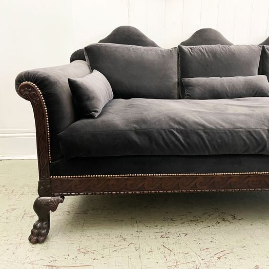 An Impressive 19th C Carved Mahogany Sofa