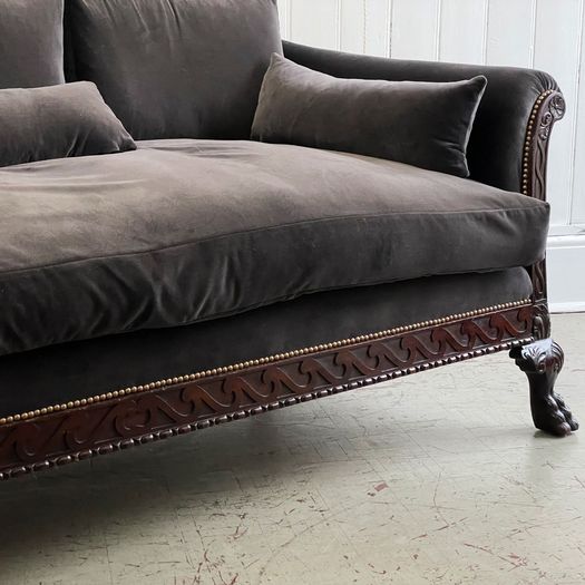 An Impressive 19th C Carved Mahogany Sofa