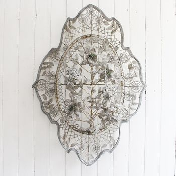 A Very Large Early 20th C Floral & Leaf White Beaded Wreath (A)