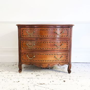 An Early 19th C French Serpentine Fronted Cherry Wood Commode