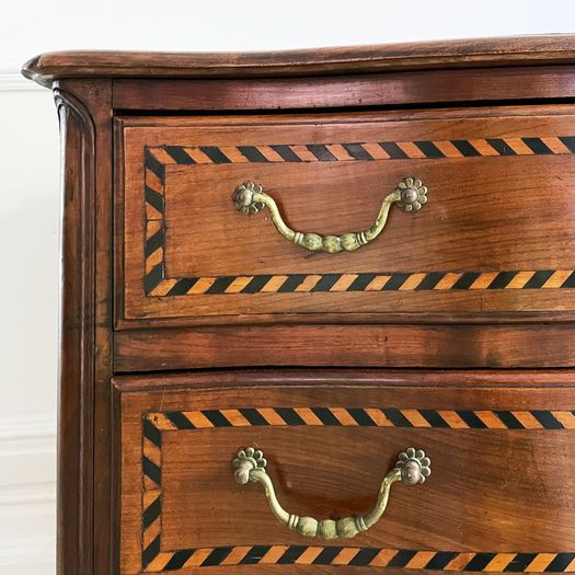 An Early 19th C French Serpentine Fronted Cherry Wood Commode