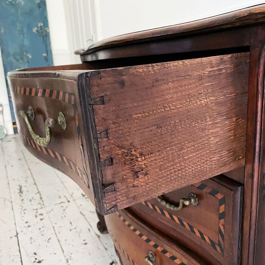 An Early 19th C French Serpentine Fronted Cherry Wood Commode