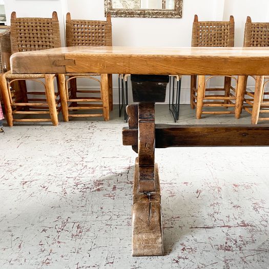A Magnificent 19th C French Oak Trestle Table
