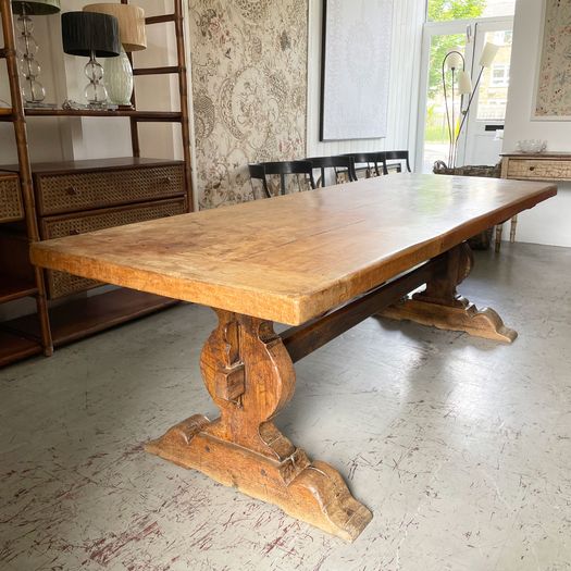 A Magnificent 19th C French Oak Trestle Table
