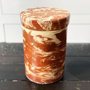 Late 19th C Southern Italian Glazed Ceramic Lidded Jar 1