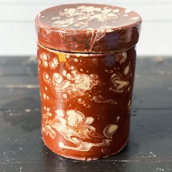 Late 19th C Southern Italian Glazed Ceramic Lidded Jar 2