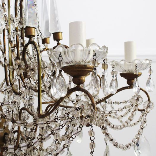 A 19th C Italian Crystal & Cut Glass Chandelier