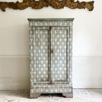 A 19th Century Italian Armoire with Blue & Off-White Decoration