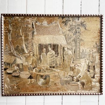 A Late 19th C Embroidered Japanese Framed Scene
