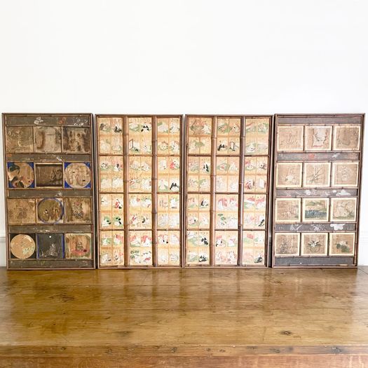 Four Hand Painted 19th C Japanese Panels