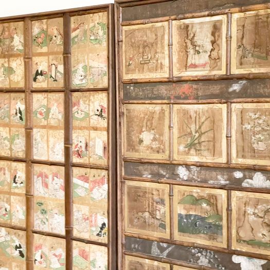 Four Hand Painted 19th C Japanese Panels