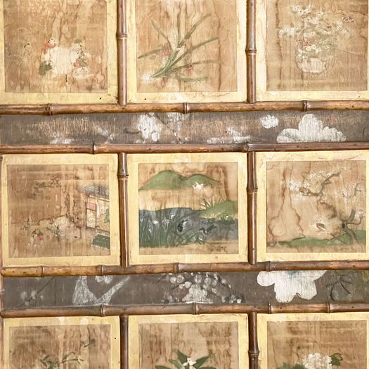 Four Hand Painted 19th C Japanese Panels