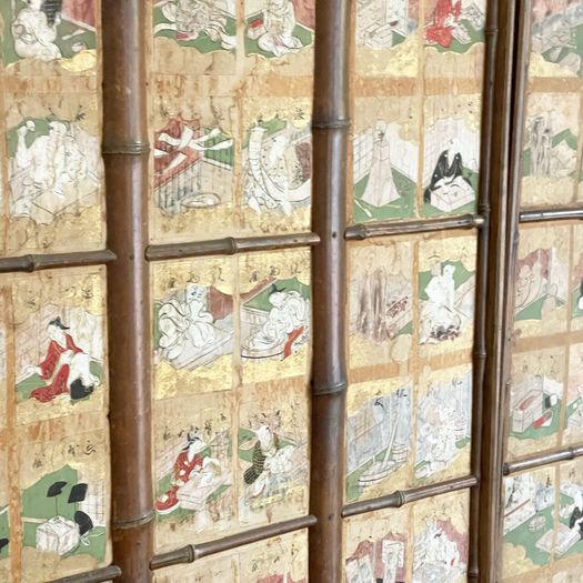 Four Hand Painted 19th C Japanese Panels