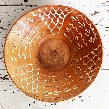 A Large Antique French Slipware Terracotta Bowl