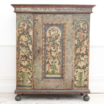 An 18th C Hand Painted Marriage Armoire from Alsace Lorraine - Dated