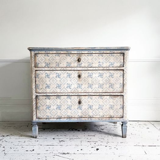 A 19th Century Italian Painted Blue & Off White Commode