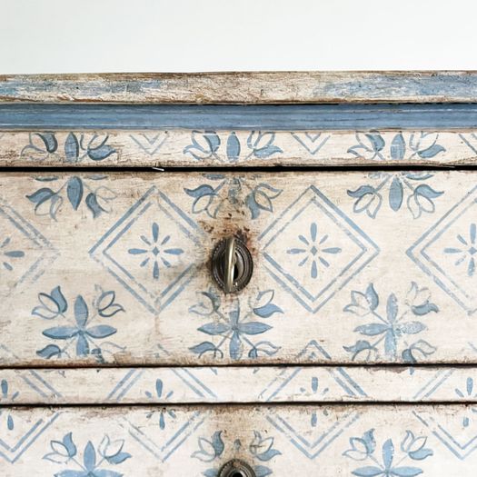 A 19th Century Italian Painted Blue & Off White Commode