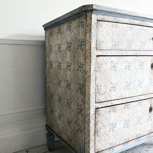 A 19th Century Italian Painted Blue & Off White Commode