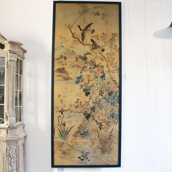 A Very Large Early 19th C Chinese Painted Organza Panel