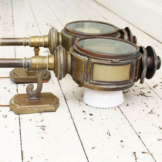 A 19th C Pair of Wall Mounted Brass Porch Lights