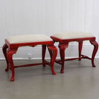 A 19th Century Pair of Scarlet Painted Stools
