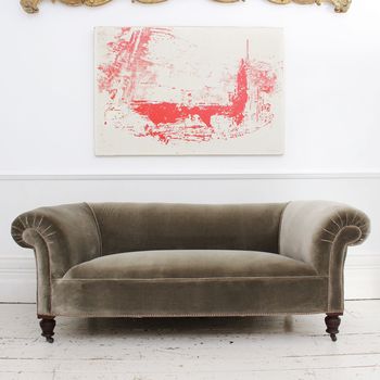 A 19th Century Small Chesterfield Sofa with Velvet Upholstery
