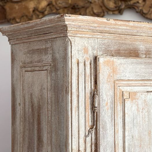 A Late 18th C Painted French Armoire with Reeded Decoration