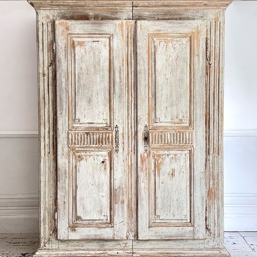 A Late 18th C Painted French Armoire with Reeded Decoration