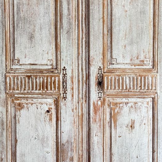 A Late 18th C Painted French Armoire with Reeded Decoration