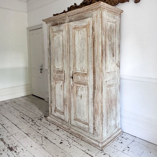 A Late 18th C Painted French Armoire with Reeded Decoration