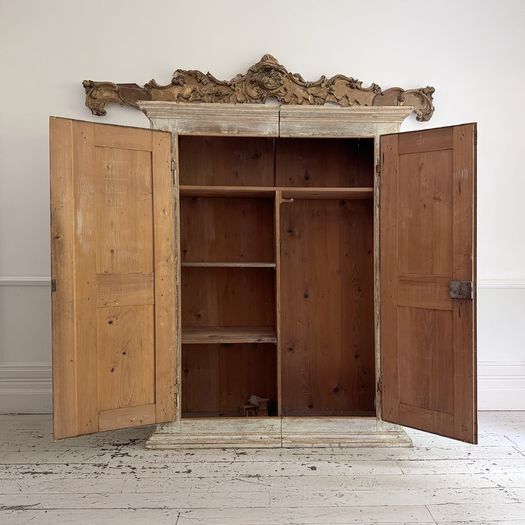A Late 18th C Painted French Armoire with Reeded Decoration