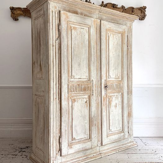 A Late 18th C Painted French Armoire with Reeded Decoration