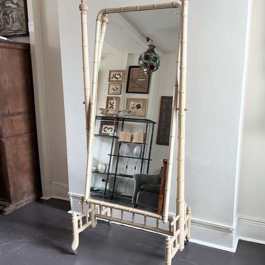 A Late 19th C French Faux Bamboo Painted Dressing Mirror
