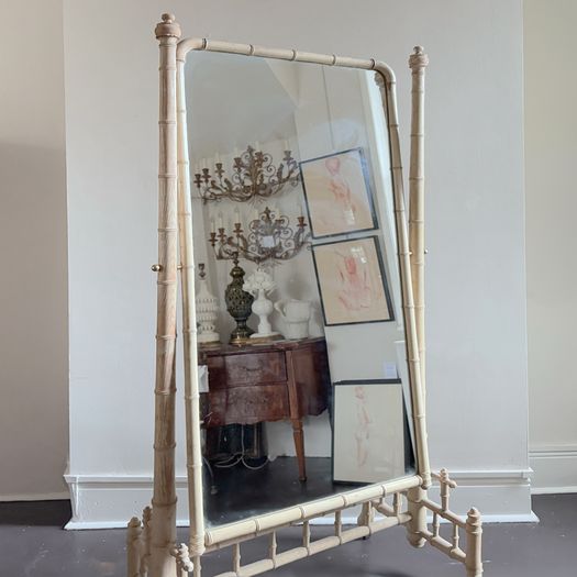 A Late 19th C French Faux Bamboo Painted Dressing Mirror