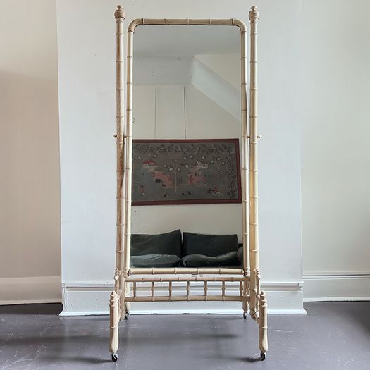 A Late 19th C French Faux Bamboo Painted Dressing Mirror