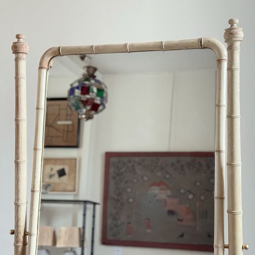 A Late 19th C French Faux Bamboo Painted Dressing Mirror