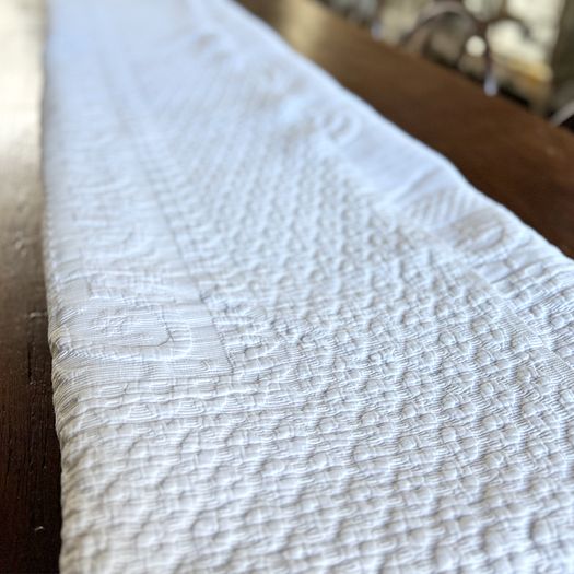 A Kingsize Antique French White Piqué Bedcover