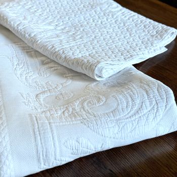 A Kingsize Antique French White Piqué Bedcover