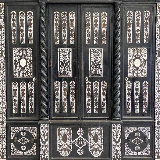 A 19th C Italian Decorative Ebonised Ivory Inlay Cupboard