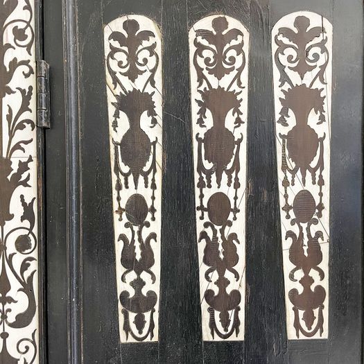 A 19th C Italian Decorative Ebonised Ivory Inlay Cupboard