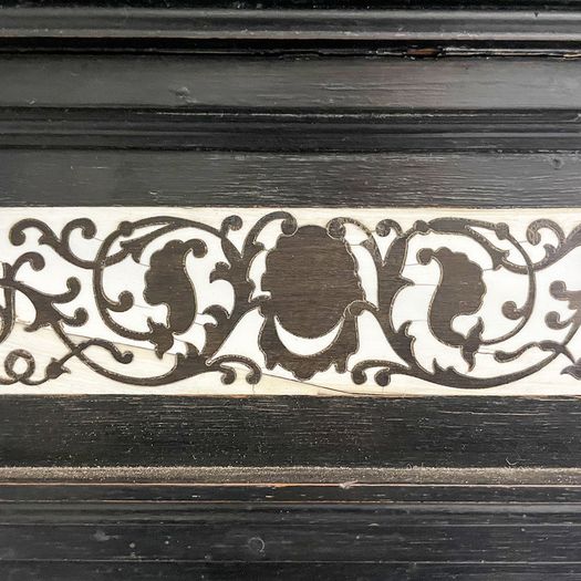 A 19th C Italian Decorative Ebonised Ivory Inlay Cupboard