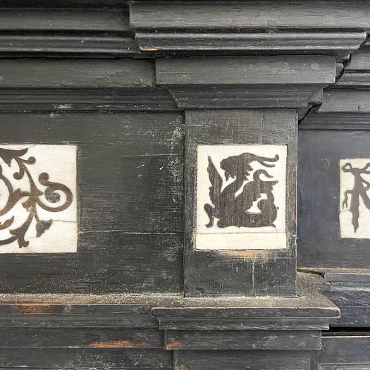 A 19th C Italian Decorative Ebonised Ivory Inlay Cupboard