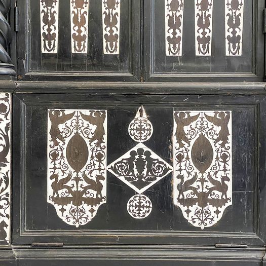 A 19th C Italian Decorative Ebonised Ivory Inlay Cupboard