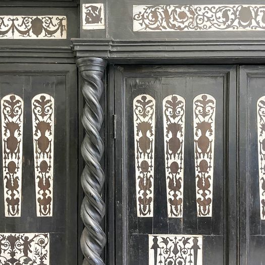 A 19th C Italian Decorative Ebonised Ivory Inlay Cupboard