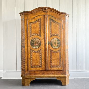 An 18th C Original Painted Tyrolean Two Door Cupboard