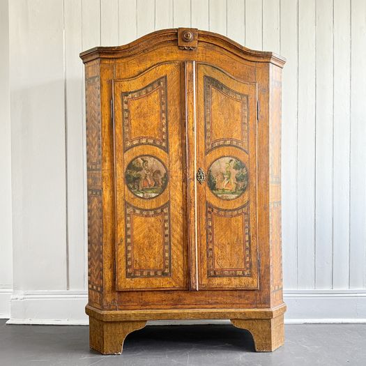 An 18th C Original Painted Tyrolean Two Door Cupboard