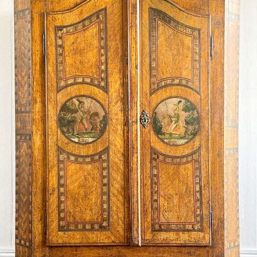 An 18th C Original Painted Tyrolean Two Door Cupboard