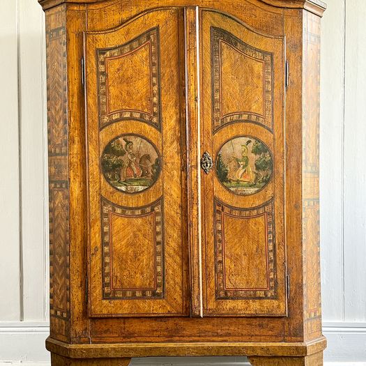 An 18th C Original Painted Tyrolean Two Door Cupboard