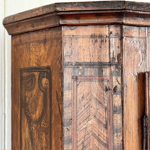 An 18th C Original Painted Tyrolean Two Door Cupboard