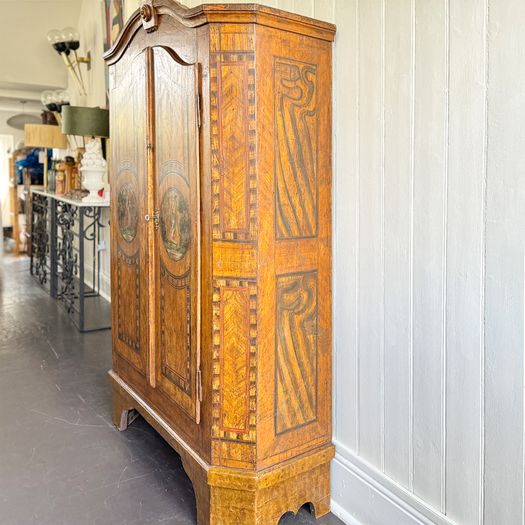 An 18th C Original Painted Tyrolean Two Door Cupboard